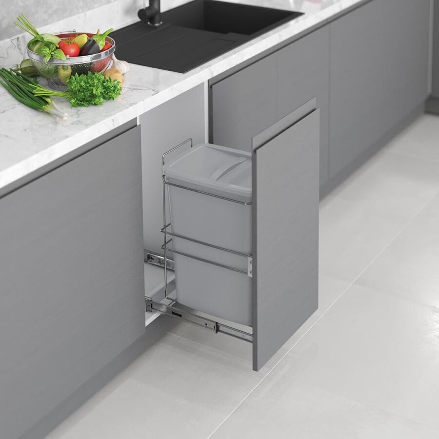 Starax S-2591-G Kapağa Monte Çöp Kovası 35 lt Gri