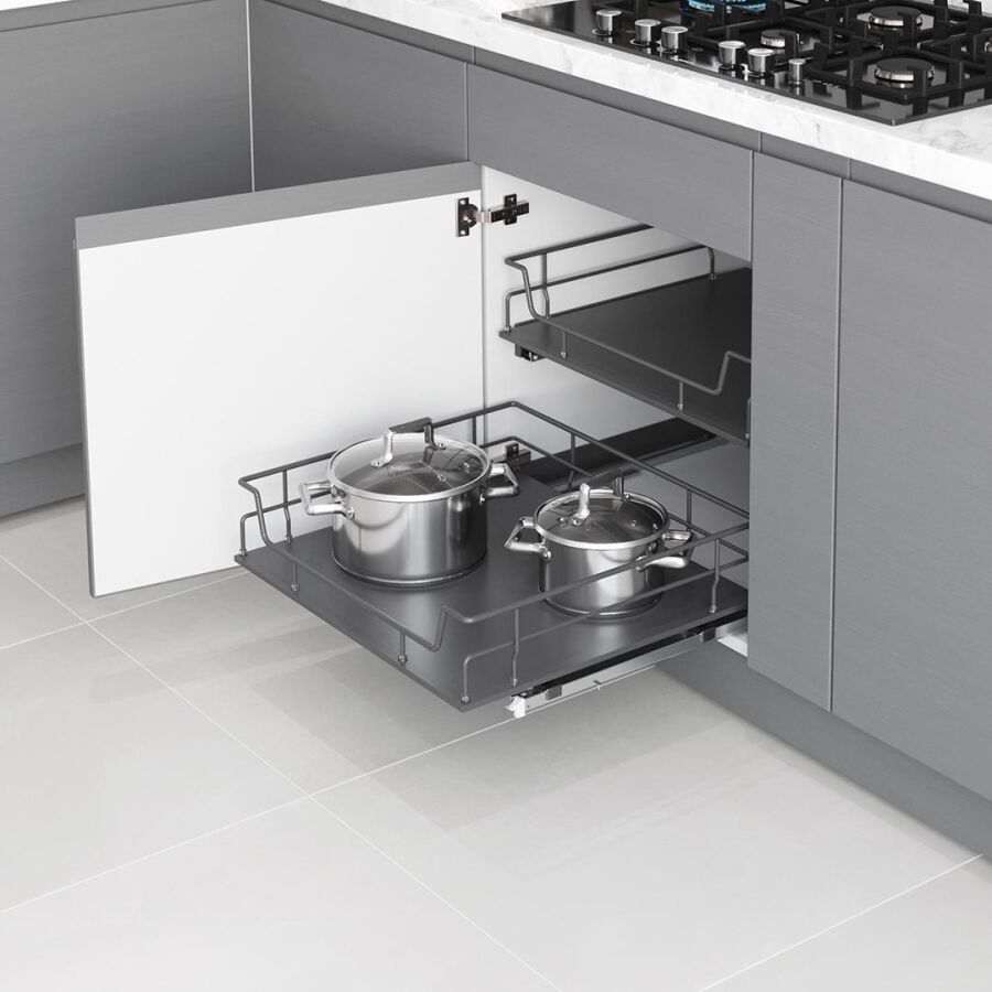 Starax 2616-A Ahşap Tablalı Bağımsız Tandem Raylı Çift Açılım Çekmece 60cm Antrasit