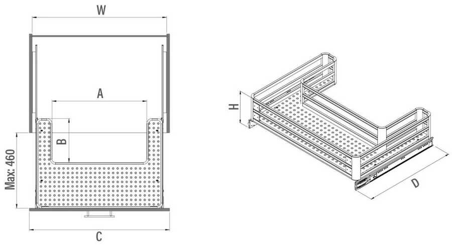 Starax S-2752-A Kapağa Monte Alüminyum Evye Altı Çekmece 90 cm (Frenli) Antrasit