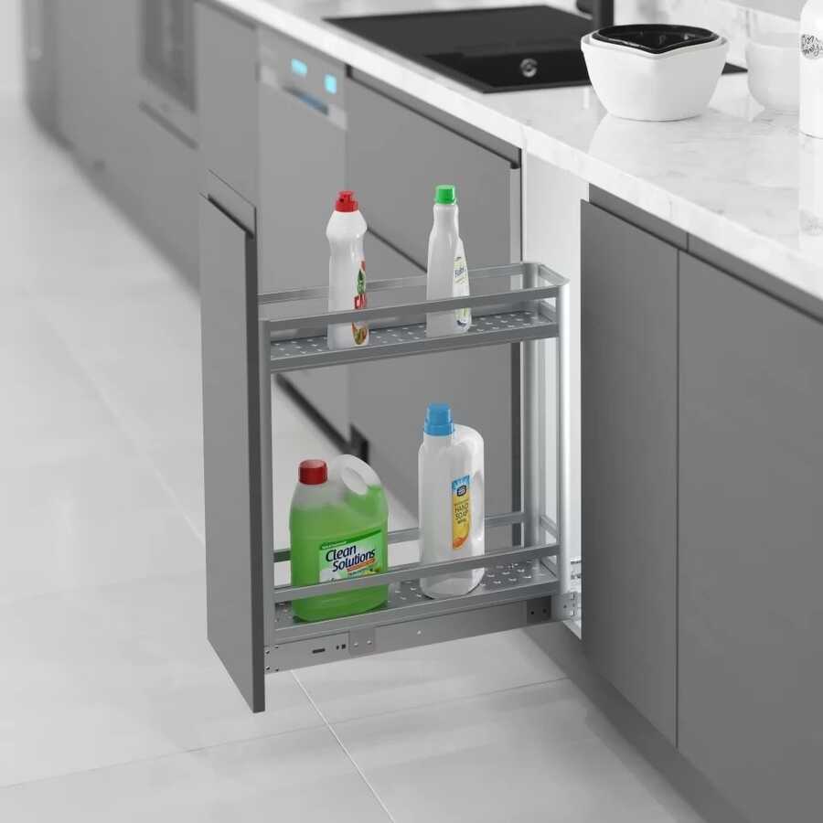 Starax S-2802-A Alttan Teleskopik Raylı Alüminyum Deterjanlık 20 cm Antrasit