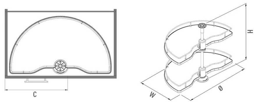 Starax S-3012-C ½ Borulu Döner Sepet Takımı 74 cm Krom