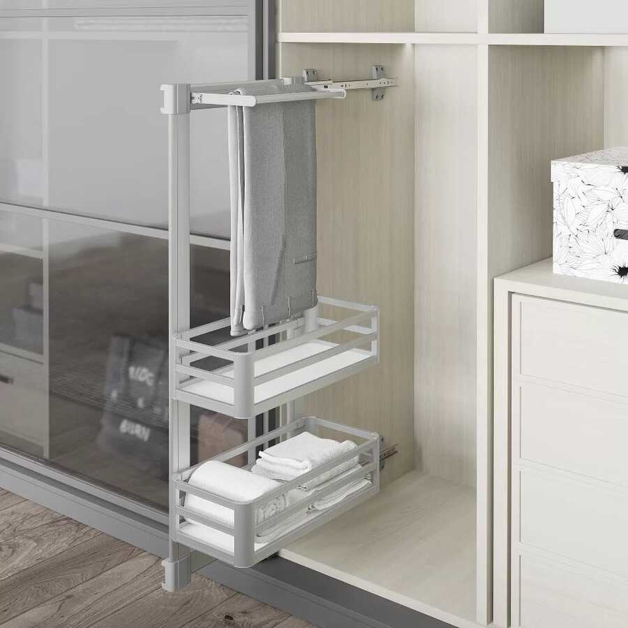 Starax S-6083 Pantolon Askılı alm 2 Sepetli Raylı Takım