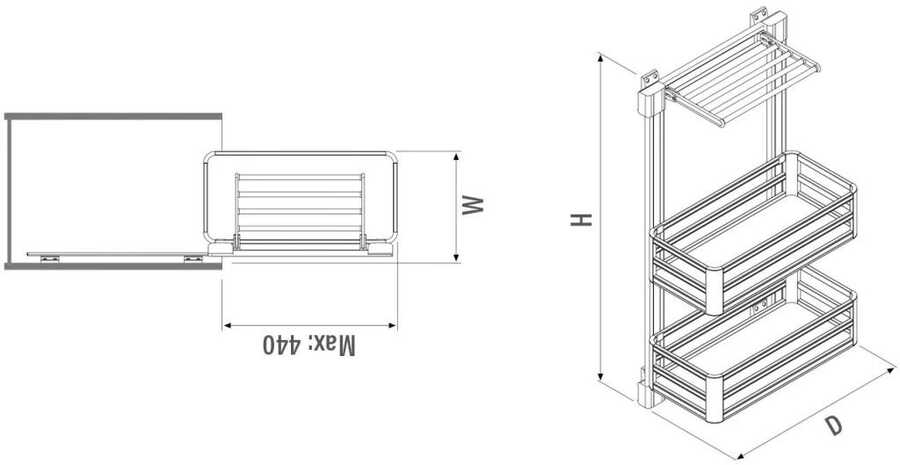 Starax S-6083 Pantolon Askılı alm 2 Sepetli Raylı Takım