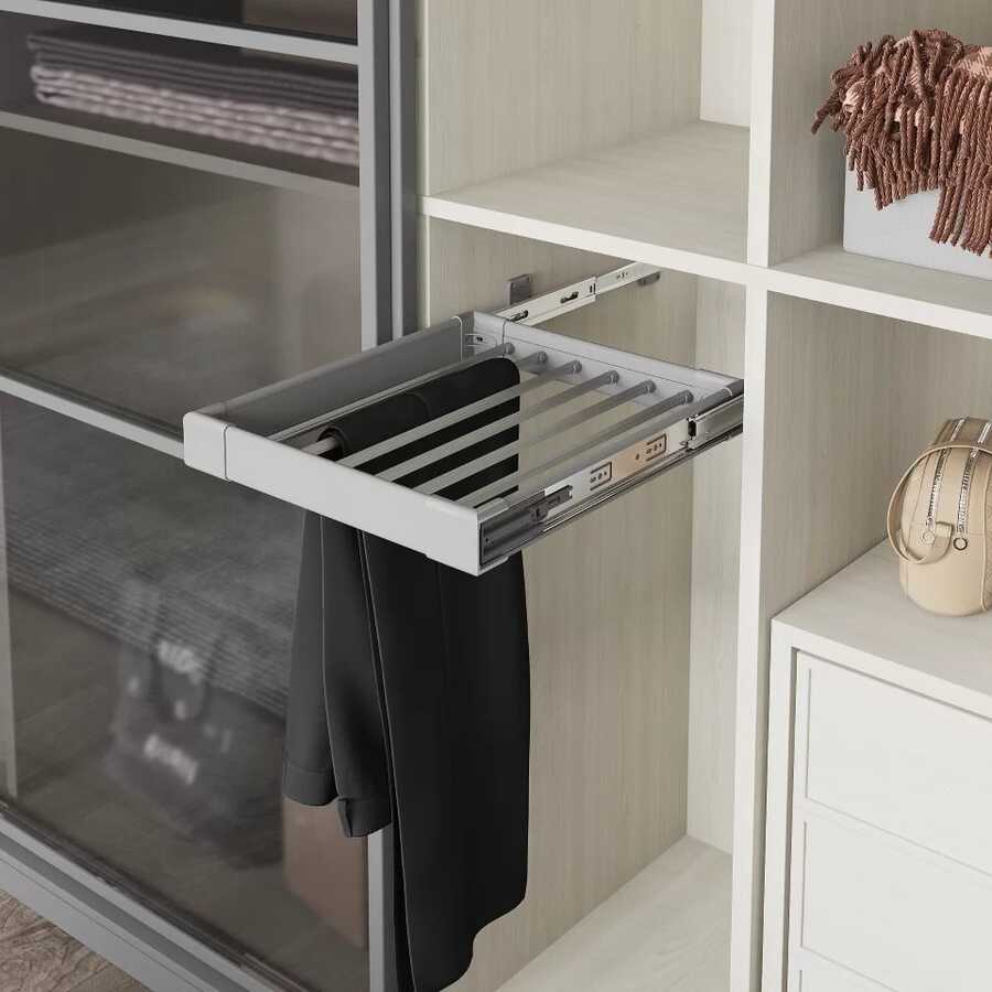Starax S-6201-G Yan Bağlamalı Teleskopik Frenli Raylı Alüminyum Pantolonluk 40 cm Gri