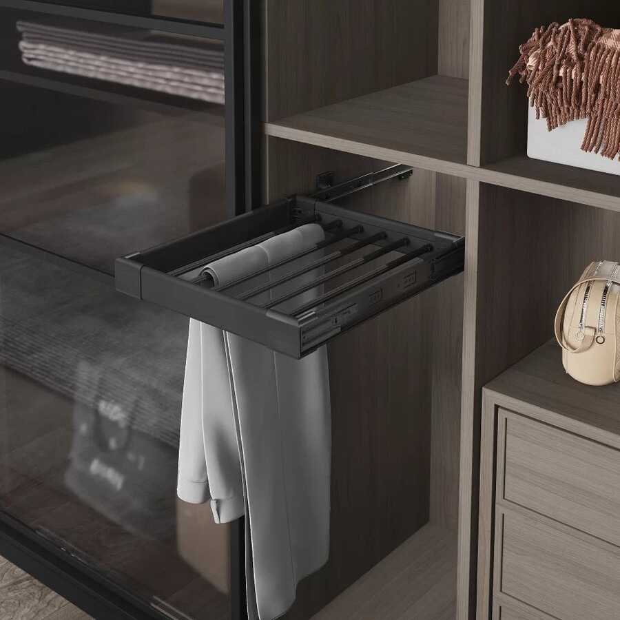 Starax S-6202-G Teleskopik Raylı Alüminyum Pantolonluk 45 cm Frenli Gri