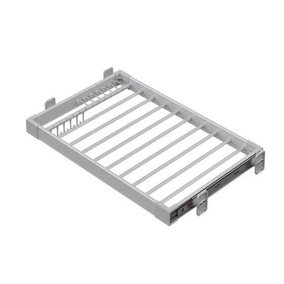 Starax S-6208-G Frenli Teleskopik Raylı Alüminyum Pantolonluk-Kemer ve Kravat Askılı 90 cm Gri