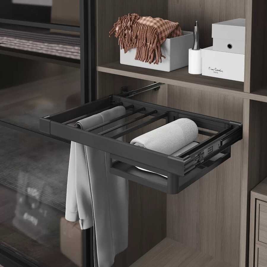 Starax S-6243 Yandan Bağlamalı Teleskopik Raylı Alüminyum Çekmece Pantalonluk 90 cm