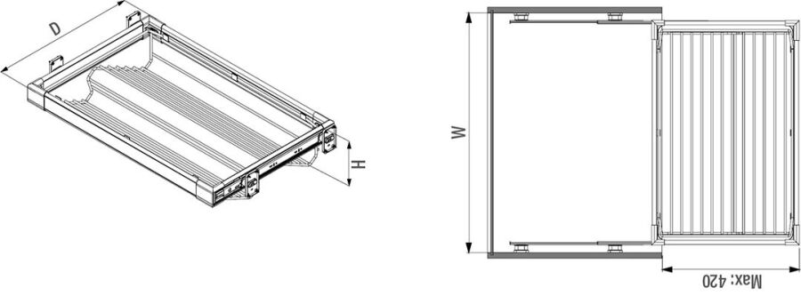 Starax S-6263-G Teleskopik Raylı Alüminyum Ayakkabılık 800 mm Gri