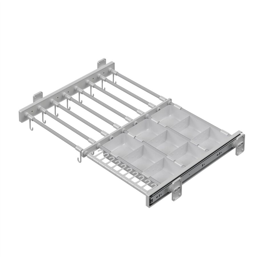 Starax S-6317-G Plastik Kapaklı Teleskopik Raylı, Kutulu Eteklik, Pantolonluk 700 mm Gri