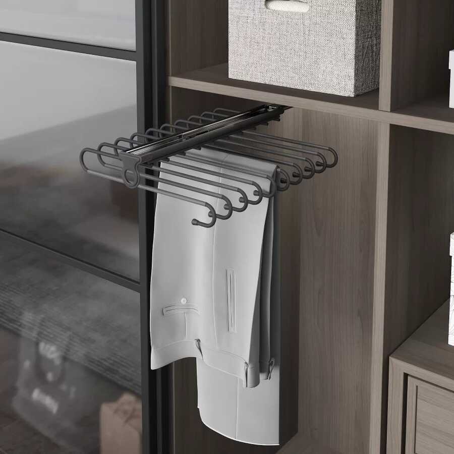 Starax S-6545-A Tavan Bağlantılı Raylı Pantolon Askısı Antrasit