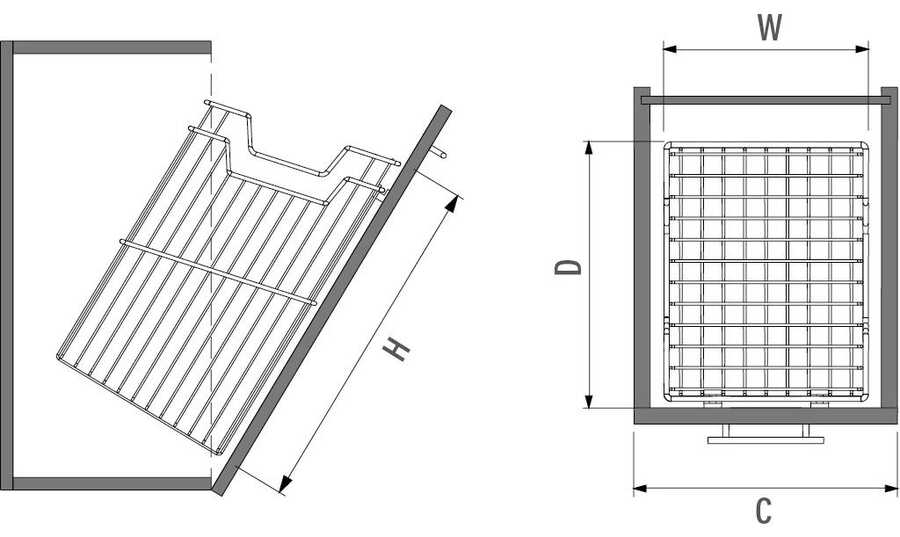 Starax S-8114-Askılı Çamaşır Sepeti-38*29*50cm