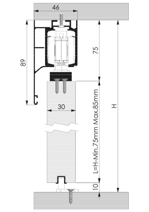 L-2121 LC 120 Tek Yavaşlatıcılı Sürme Kapı Mekanizması