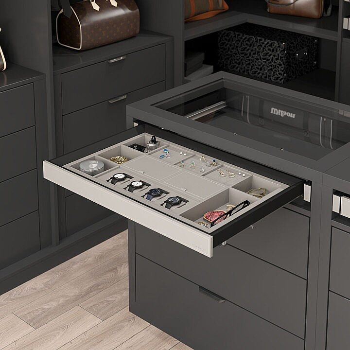 Starax S-6418-A Leather Touch Gizli Raylı Mücevherlik 900 mm Antrasit
