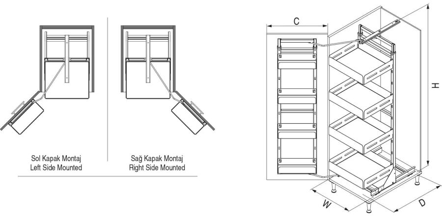 Starax S-1222-UB-A İkiz Kiler Unigue Box Antrasit 125-140 60 cm