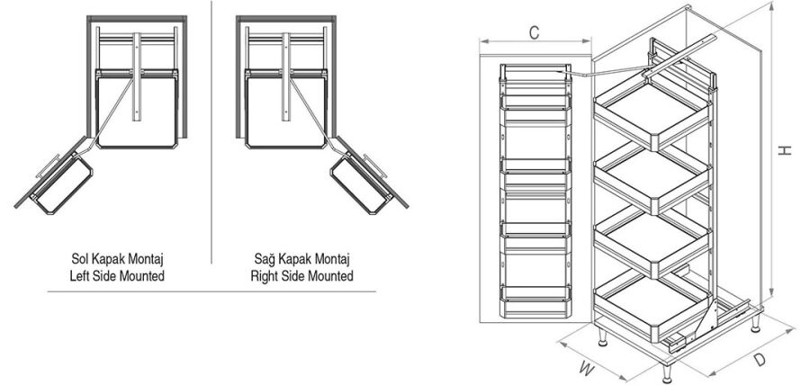 Starax S-1223-P-A 140-155-45cm İkiz Kiler Premium Antrasit