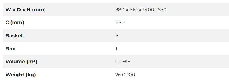 Starax S-1243 Ahşap Tablalı İkiz Kiler 140-155 45 Krom