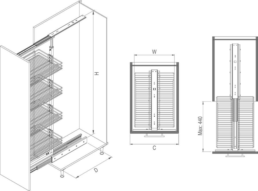 Starax S-1815-C Frenli 5 Sepet Kiler 155x170-40cm