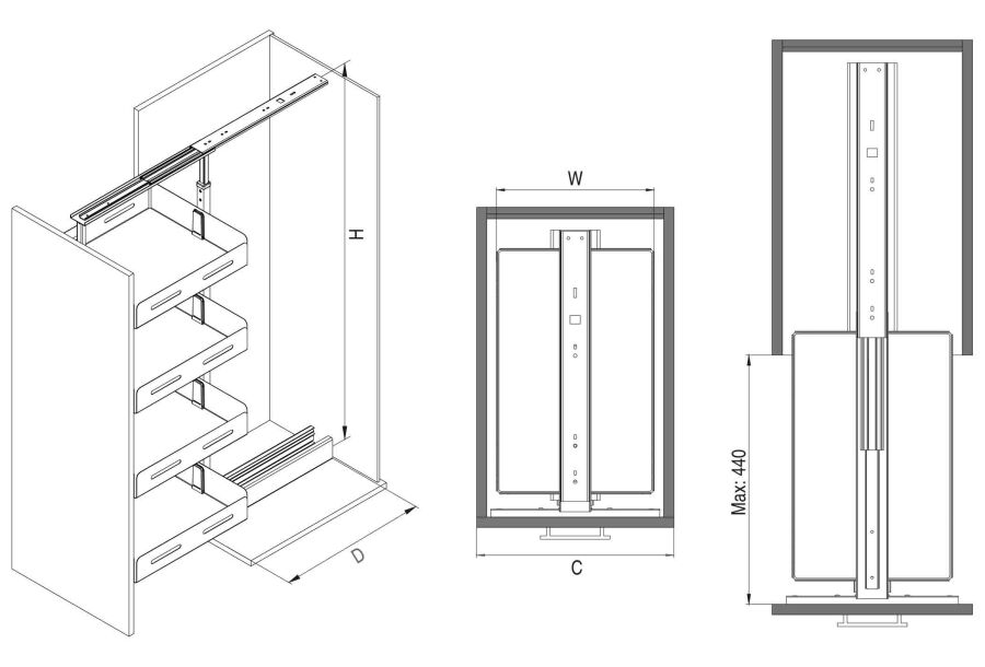 Starax S-1819 170-185 30 cm Kiler Frenli Unigue Box-Antrasit
