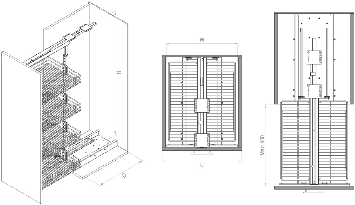 Starax S-1920-C Gizli Raylı Frenli Kiler 170x185 35cm