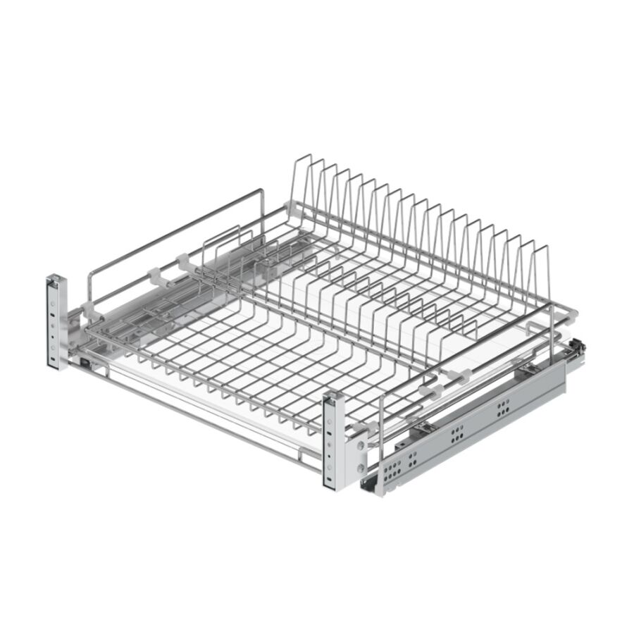S-2031 60cm Kapağa Monte Çift Açılım Gizli Raylı Tepsili Tabaklık - Bardaklık