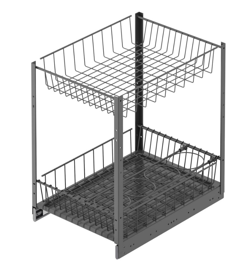 Starax S-2103- Tezgah Altı 2 Sepetli Şişelikli Ünite 45 cm Antrasit