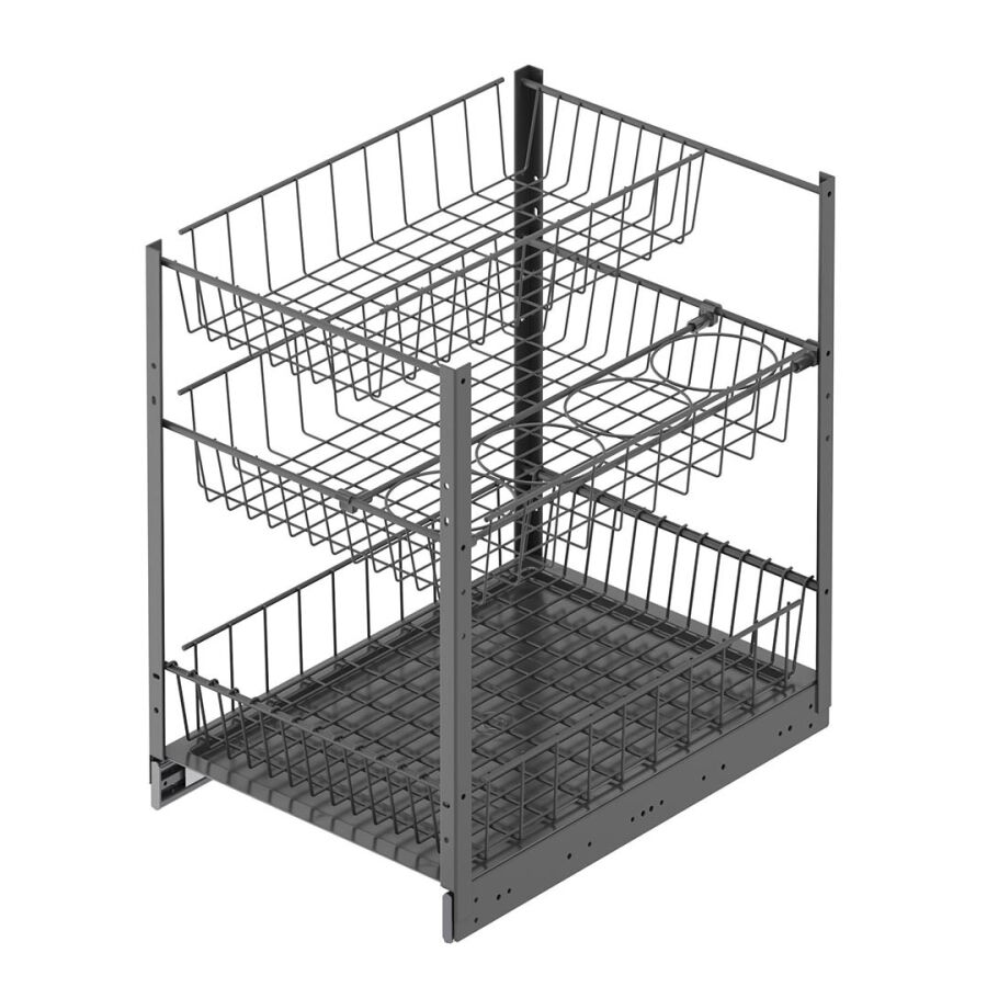 Starax S-2126 Tezgah Altı 3 Sepetli Şişelikli Ünite 60 cm (Fr.)-Antrasit