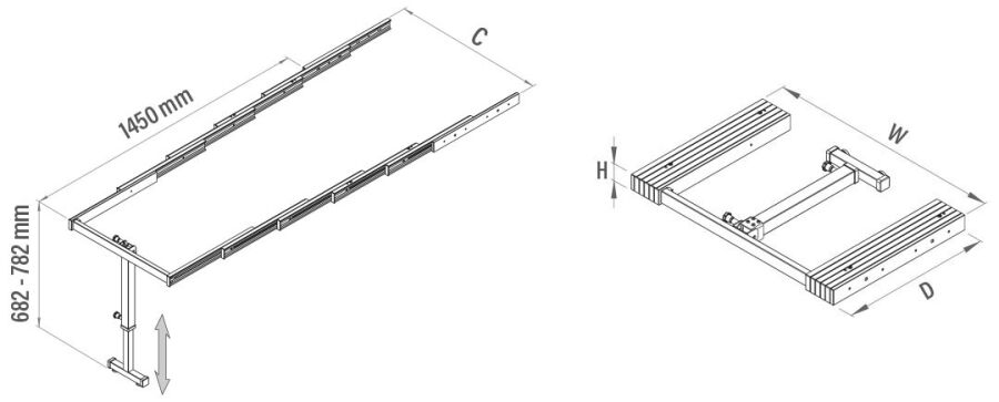Starax S-2145-A Ayaklı Katlanır Masa Mekanizması 60cm Antrasit