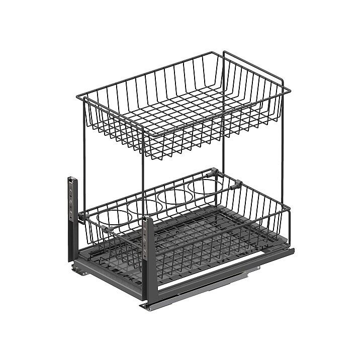 Starax S-2194-A Zemin Bağlantılı Tandem Raylı Tezgah Altı 2 Sepetli Ünite 40cm