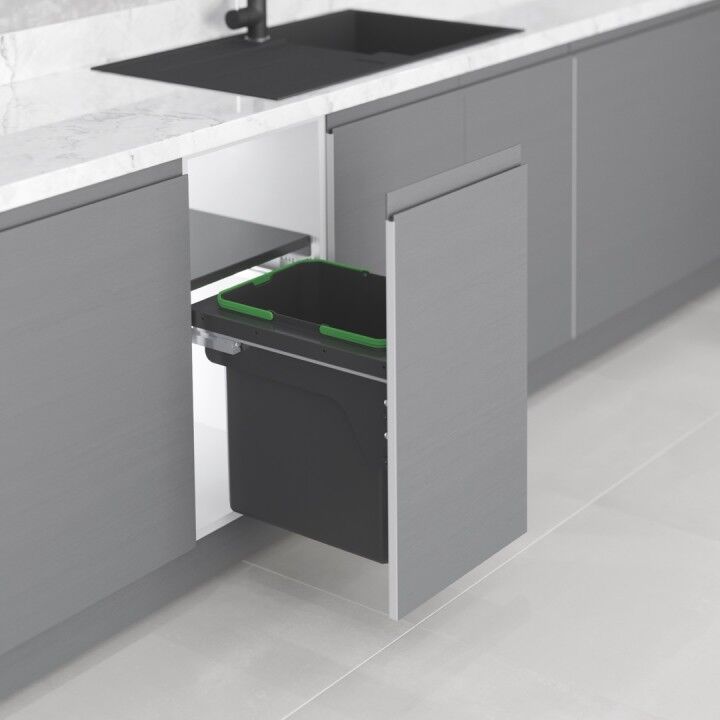 Starax S-2300-A Kapağa Monte Çöp Kovası 35Lt Frenli (Fazla Tam Açılım) 400 mm Antrasit