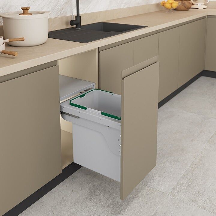 Starax S-2300-G Kapağa Monte Çöp Kovası Frenli (Fazla Tam Açılım) 400 mm Gri