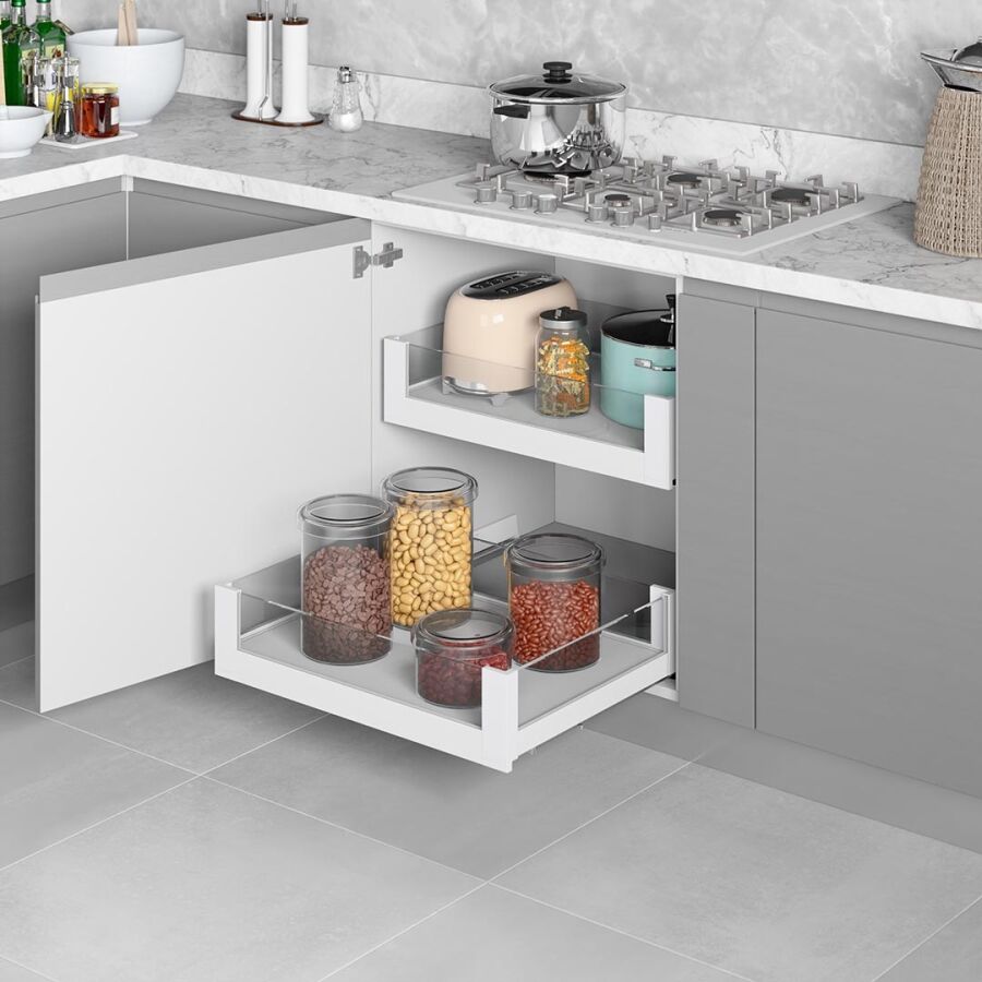 Starax S-2334-P-W Bağımsız Çift Açılım Gizli Raylı Çekmece 50 cm (Fr.) Premium - Beyaz