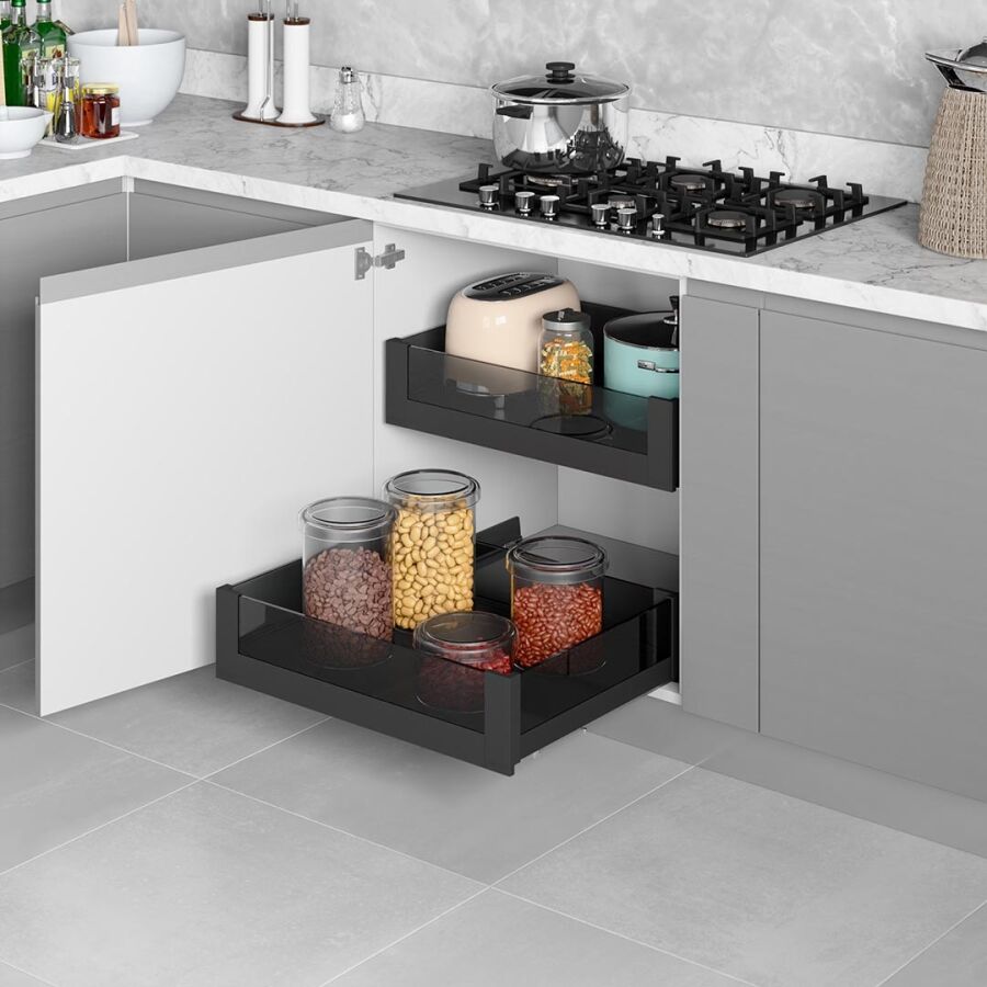 Starax S-2335-P-A Bağımsız Çift Açılım Gizli Raylı Çekmece 55 cm (Fr.) Premium - Antrasit