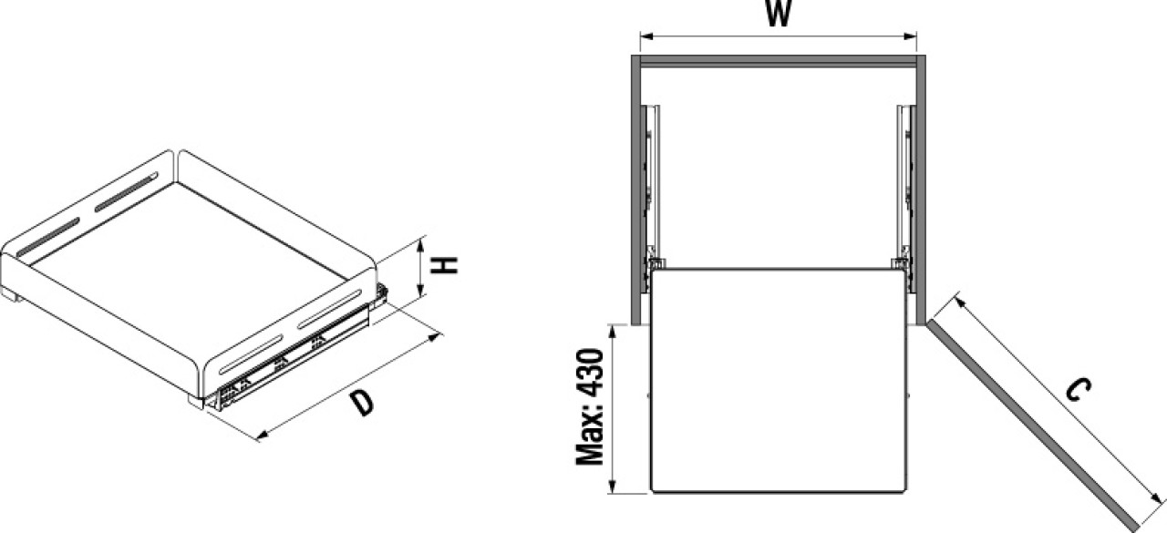 Starax S-2339-UB-A Bağımsız Çift Açılım Gizli Raylı Çekmece 90 cm