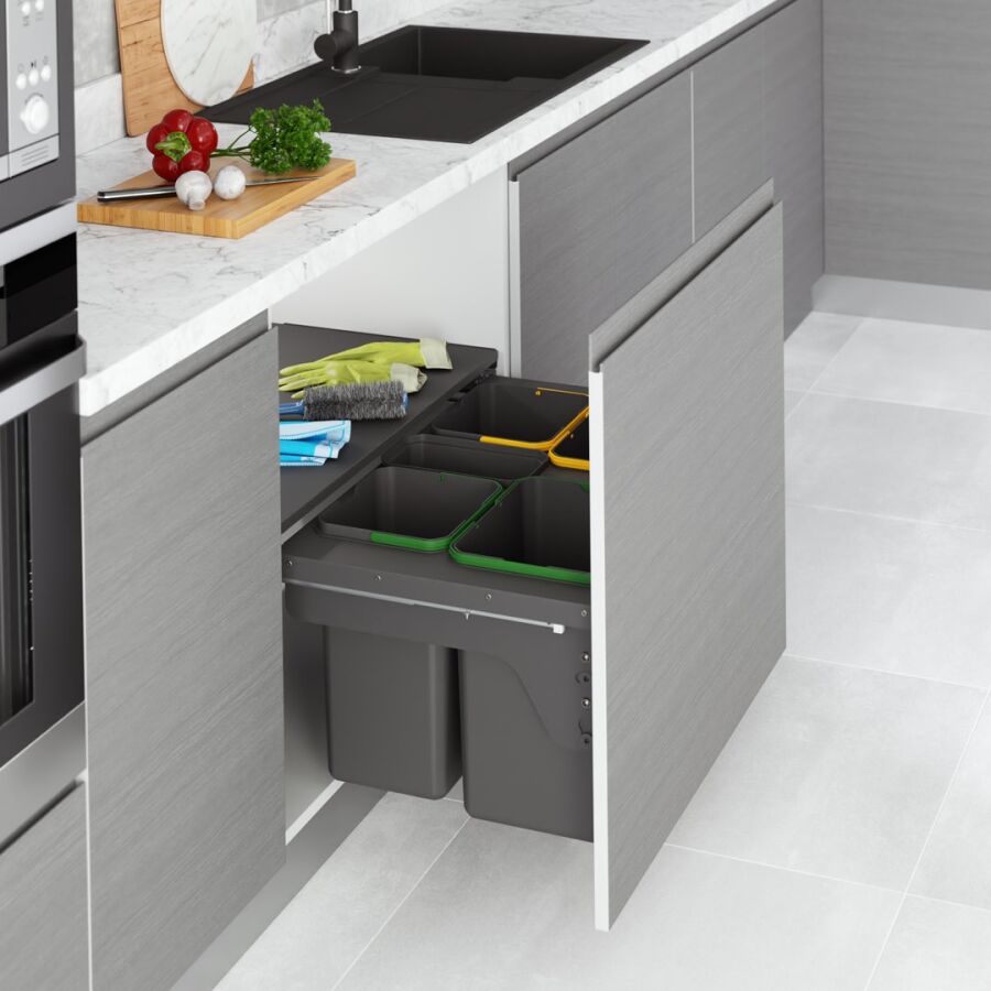 Starax S-2385- Kapağa Monte Çöp Kovası Frenli 60cm Antrasit