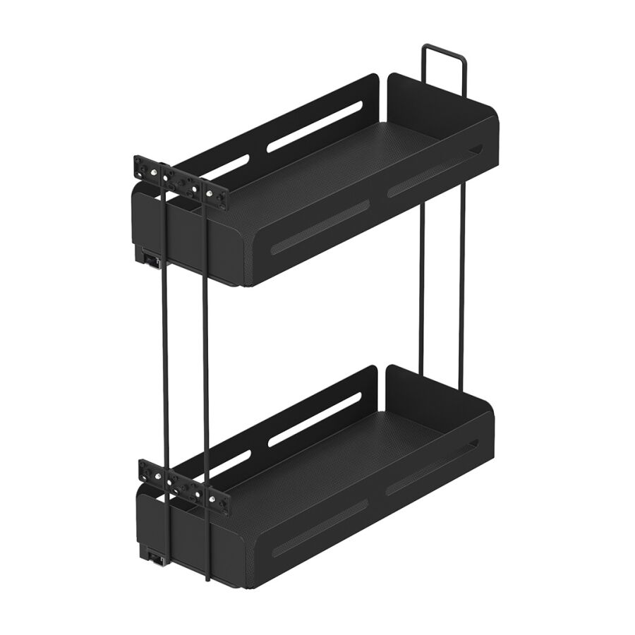 Starax S-2441-UB-A Gizli Raylı Deterjanlık Çift Açılım Sol 16cm Unique Box Antrasit 20 cm kapak için