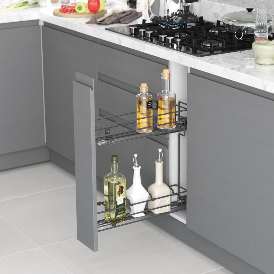 Starax S-2477-Ahşap Tablalı Gizli Raylı Şişelik Sağ Krom Çift Açılım