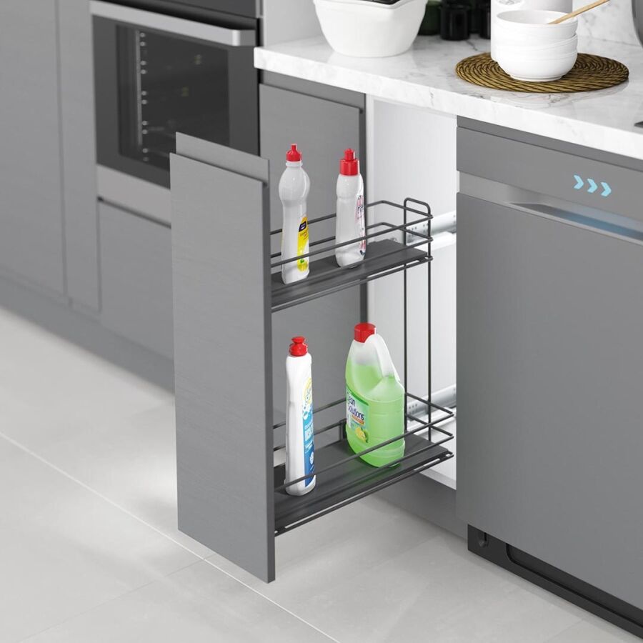 Starax S-2492-A Gizli Raylı Deterjanlık (Çift Açılım) Ahşap151 x 475 x 495 Antrasit