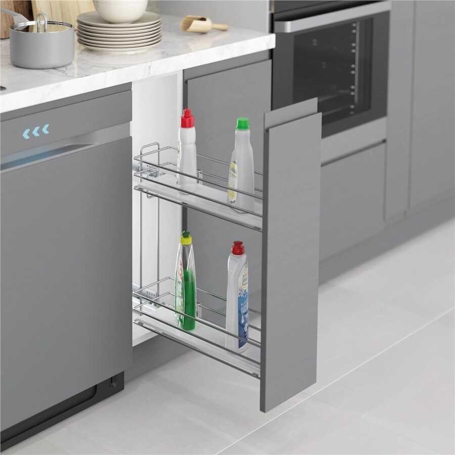 Starax S-2492-C Ahşap Tablalı Gizli Raylı Deterjanlık Sağ 16cm Krom