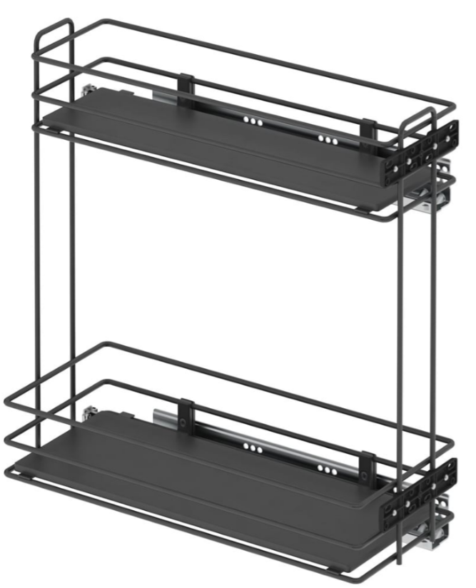 Starax S-2495-A Ahşap Tablalı Gizli Raylı Deterjanlık Çift Açılım Sol 16-22 cm Antrasit