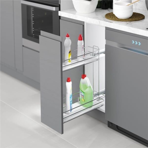 Starax S-2495-C Ahşap Tabanlı Gizli Raylı Deterjanlık (Çift Açılım) Sol 25cm