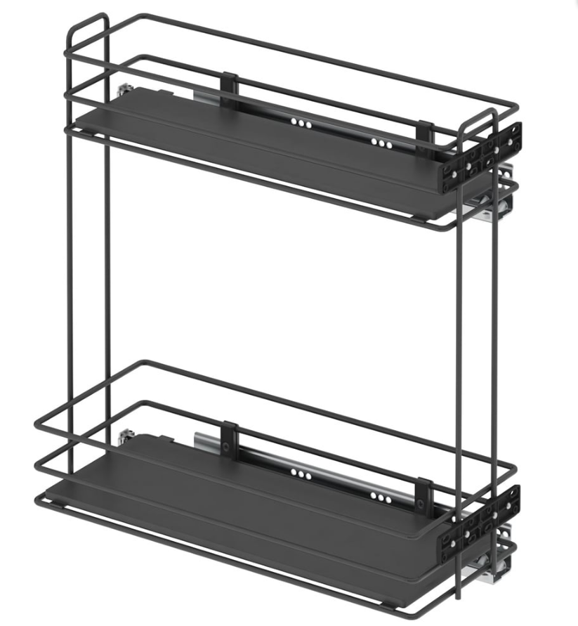 Starax S-2496-A Ahşap Tabanlı Gizli Raylı Deterjanlık (Çift Açılım) Sağ 25cm Antrasit