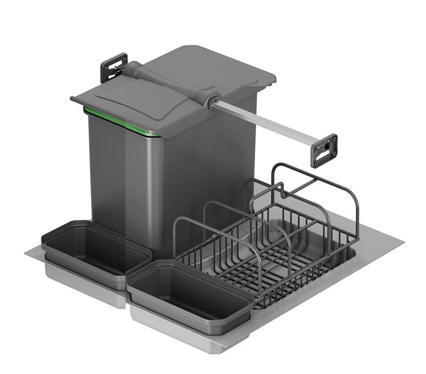 Starax S-2538-A Çekmece İçi Çöp Kovası (Oto.Kapak) 60cm 1 Sepet+16+1+1 lt. Antrasit