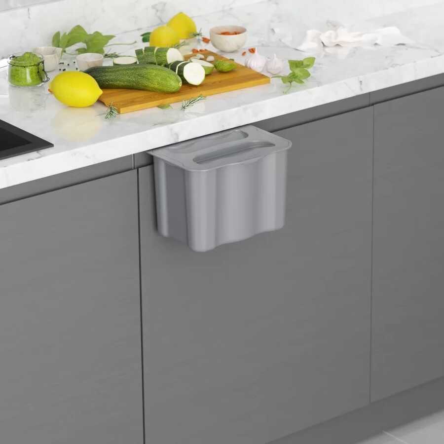 S-2575 Askılı Çöp Kovası Gri 5 Lt.