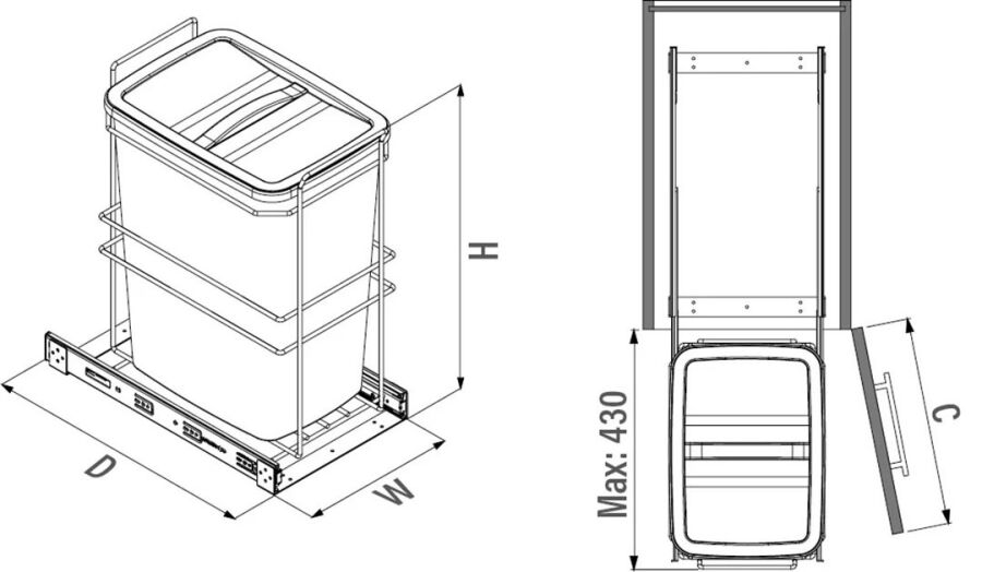 Starax S-2590-A Bağımsız Çöp Kovası 35 Lt. (Fr.)-Antrasit