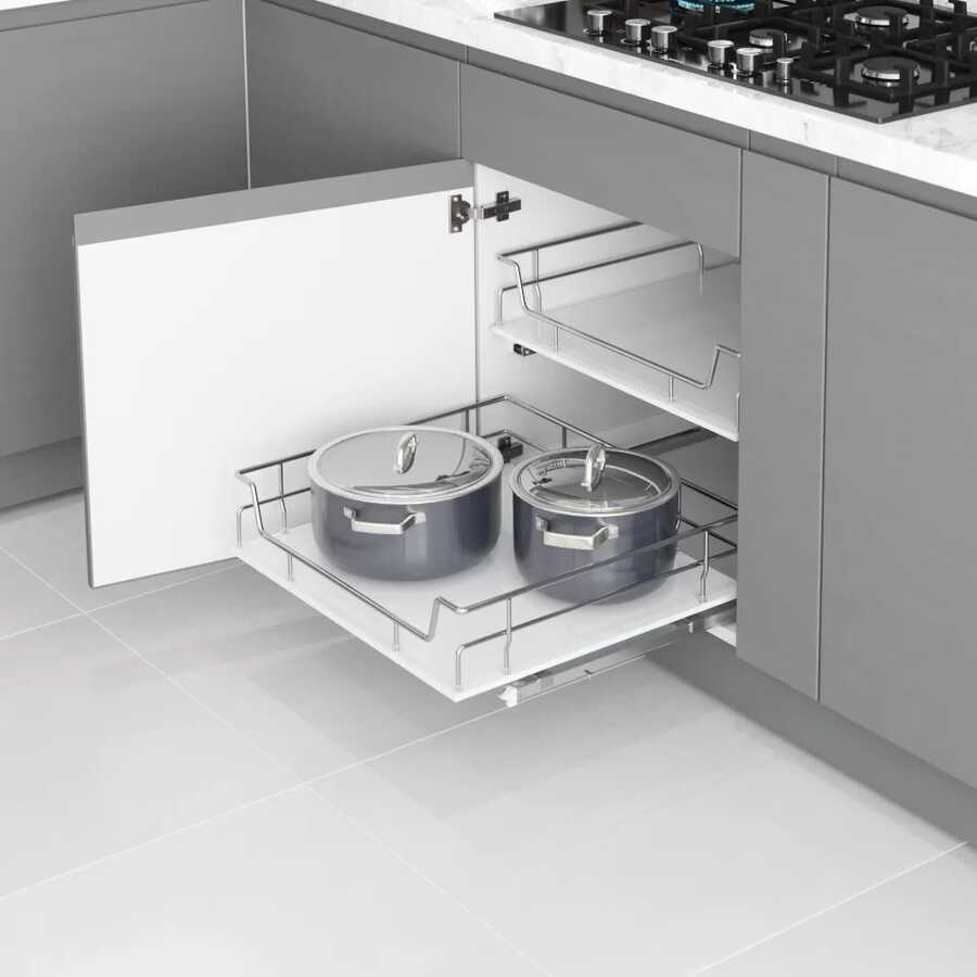 Starax S-2612 Ahşap Tablalı Bağımsız Çift Açılım Gizli Raylı Çekmece 40cm