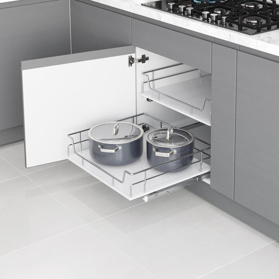 Starax S-2614-C Ahşap Tablalı Bağımsız Çift Açılım Gizli Raylı Çekmece 50cm
