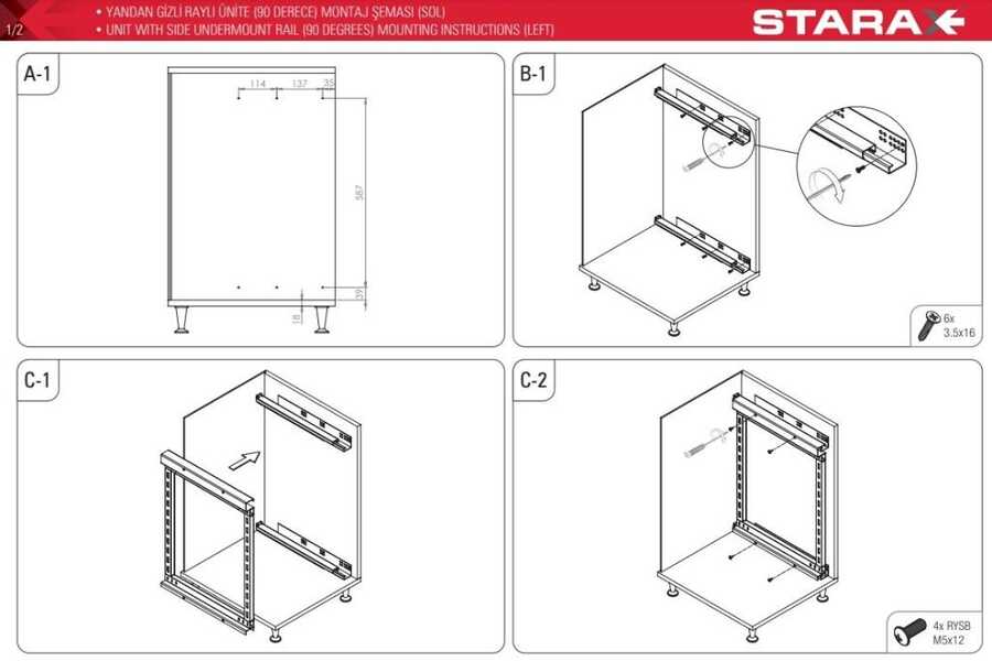 Starax S-2793 Yandan Tandem Raylı Ünite (90 Derece)