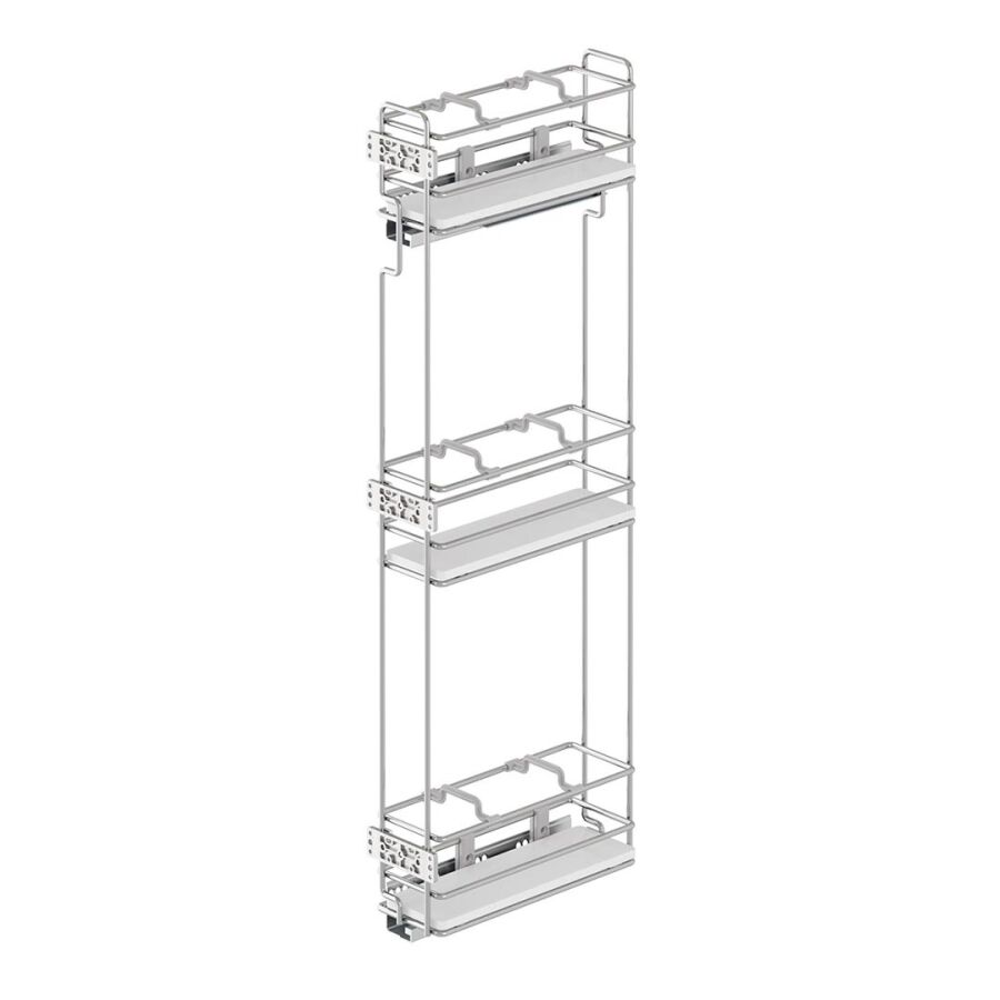 Starax S-2913 Çift Açılım Gizli Raylı 3 Sepetli Ahşap Tabanlı Mini Şişelik 15 cm Sol