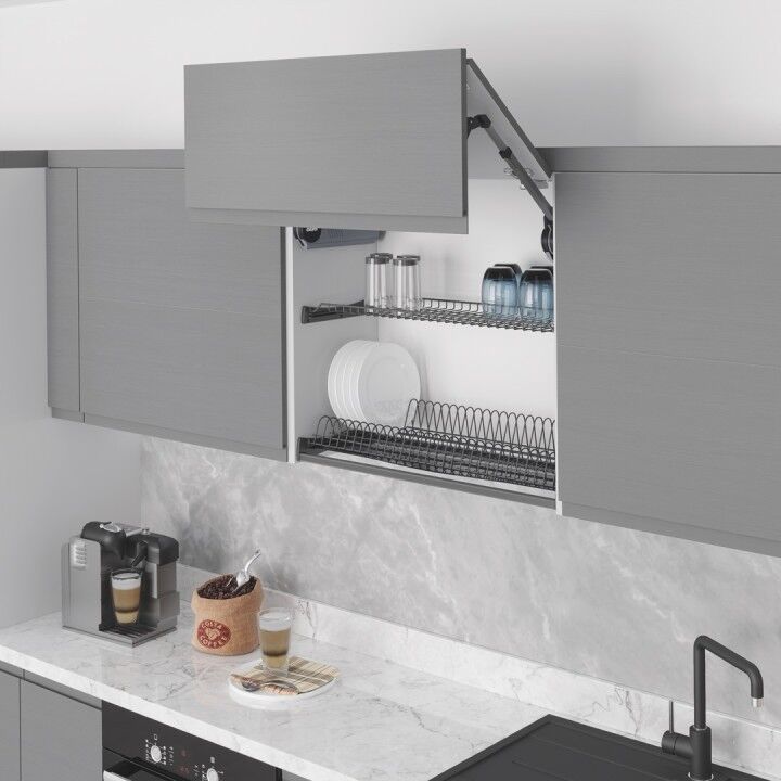 Starax S-5162-A Alm.Profil Tepsili Tabaklık Bardaklık Set 90cm Antrasit