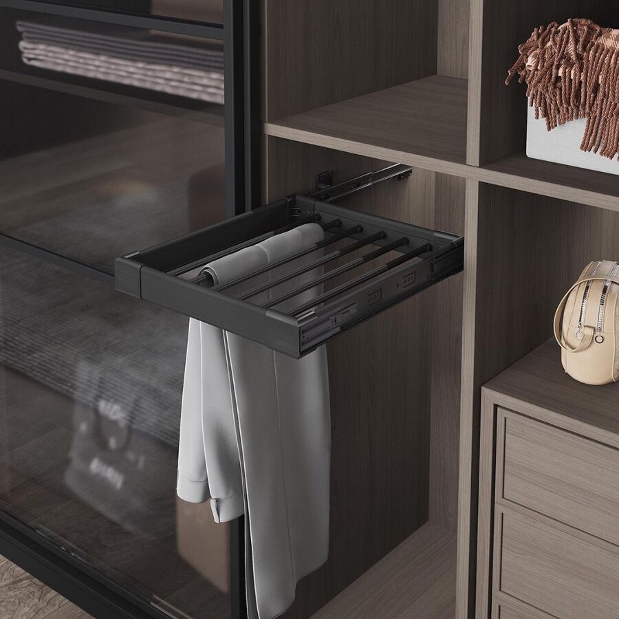 Starax S-6202-A Yan Bağlamalı Teleskopik Raylı Alüminyum Pantolonluk 45 cm Frenli Antrasit